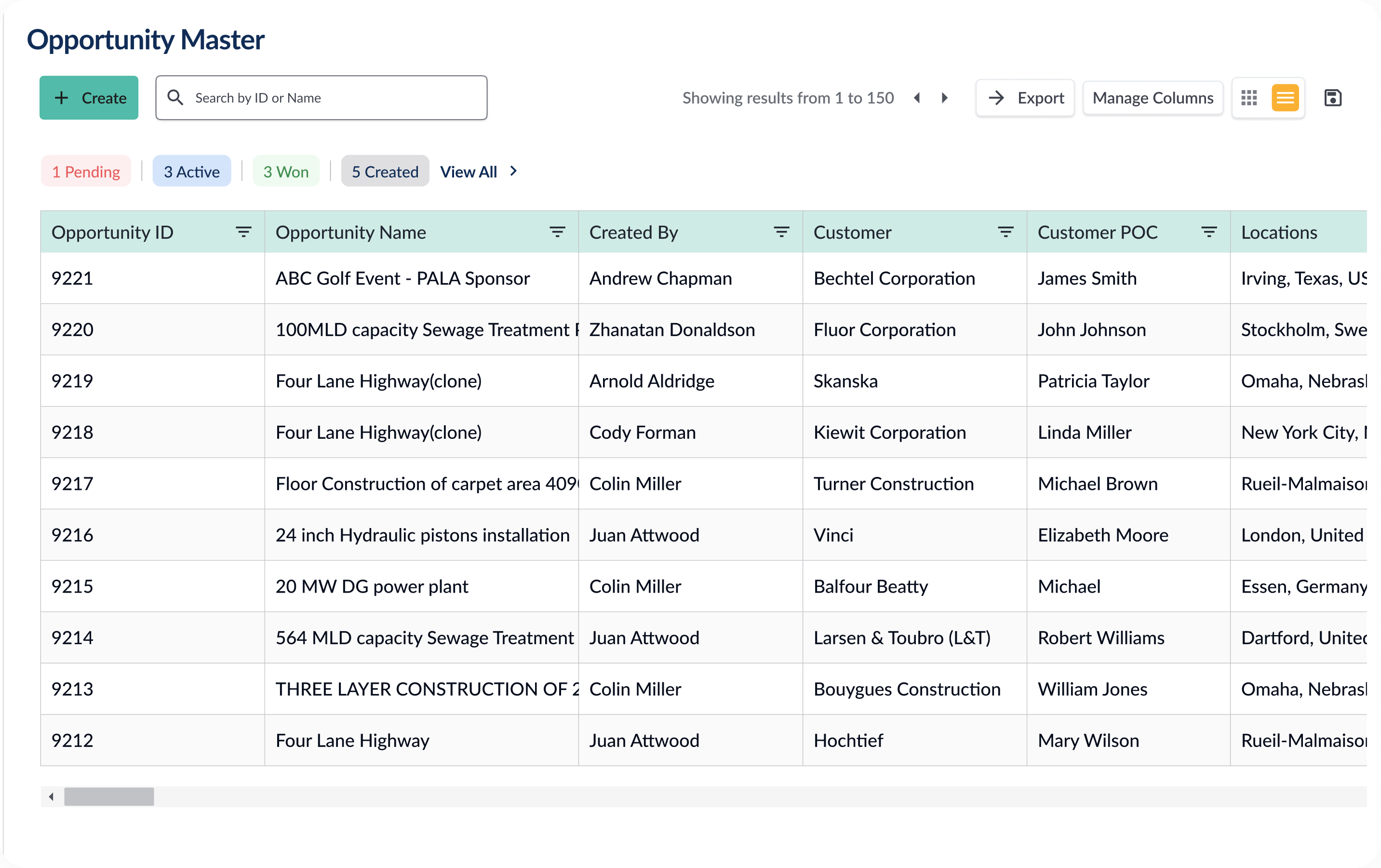 Opportunity Capture and Setup
