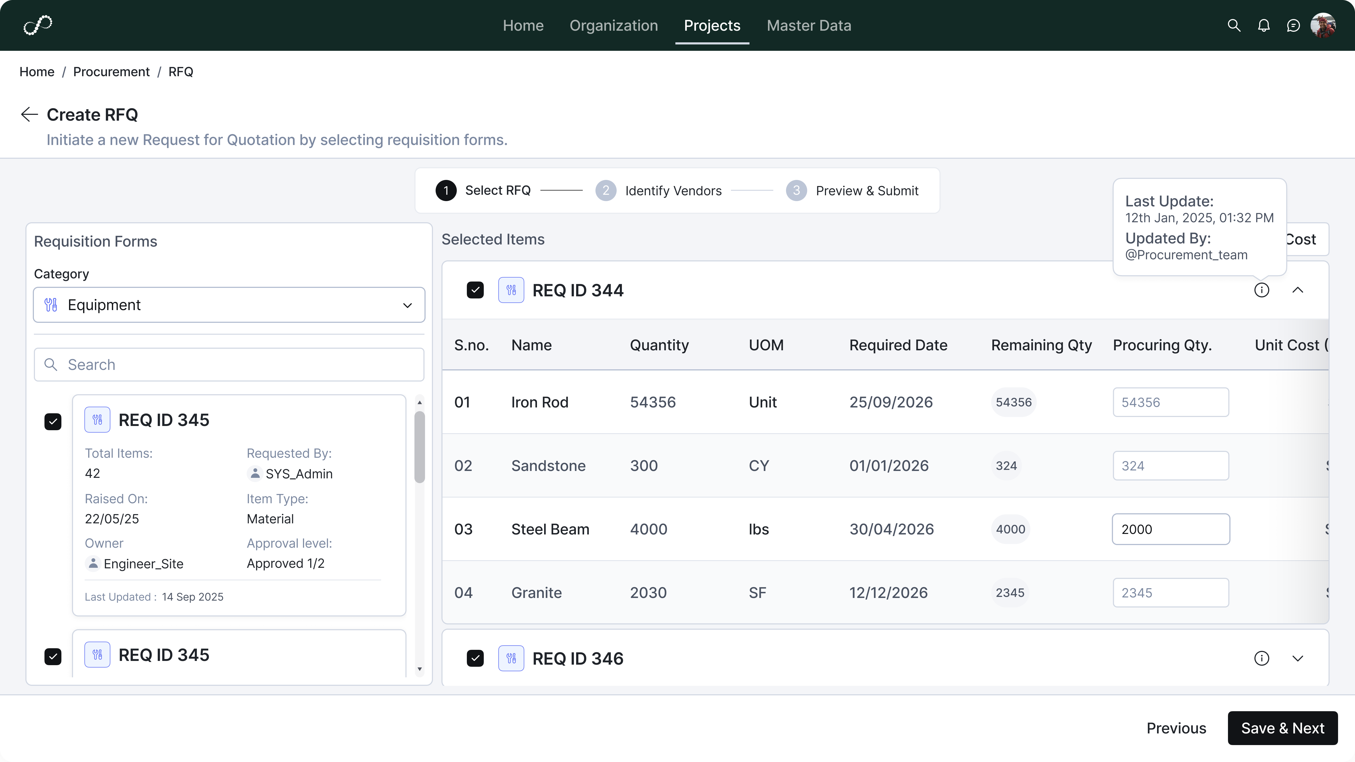 Material Requests Management